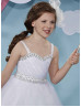 Beaded Pleated Shimmering Tulle Flower Girl Dress With Bolero